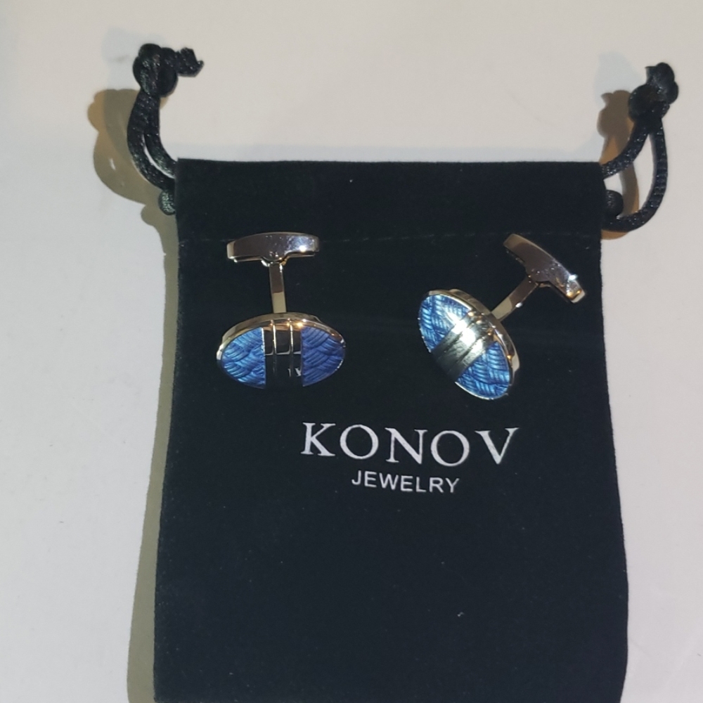 KONOV	Men's Rhodium Cufflink